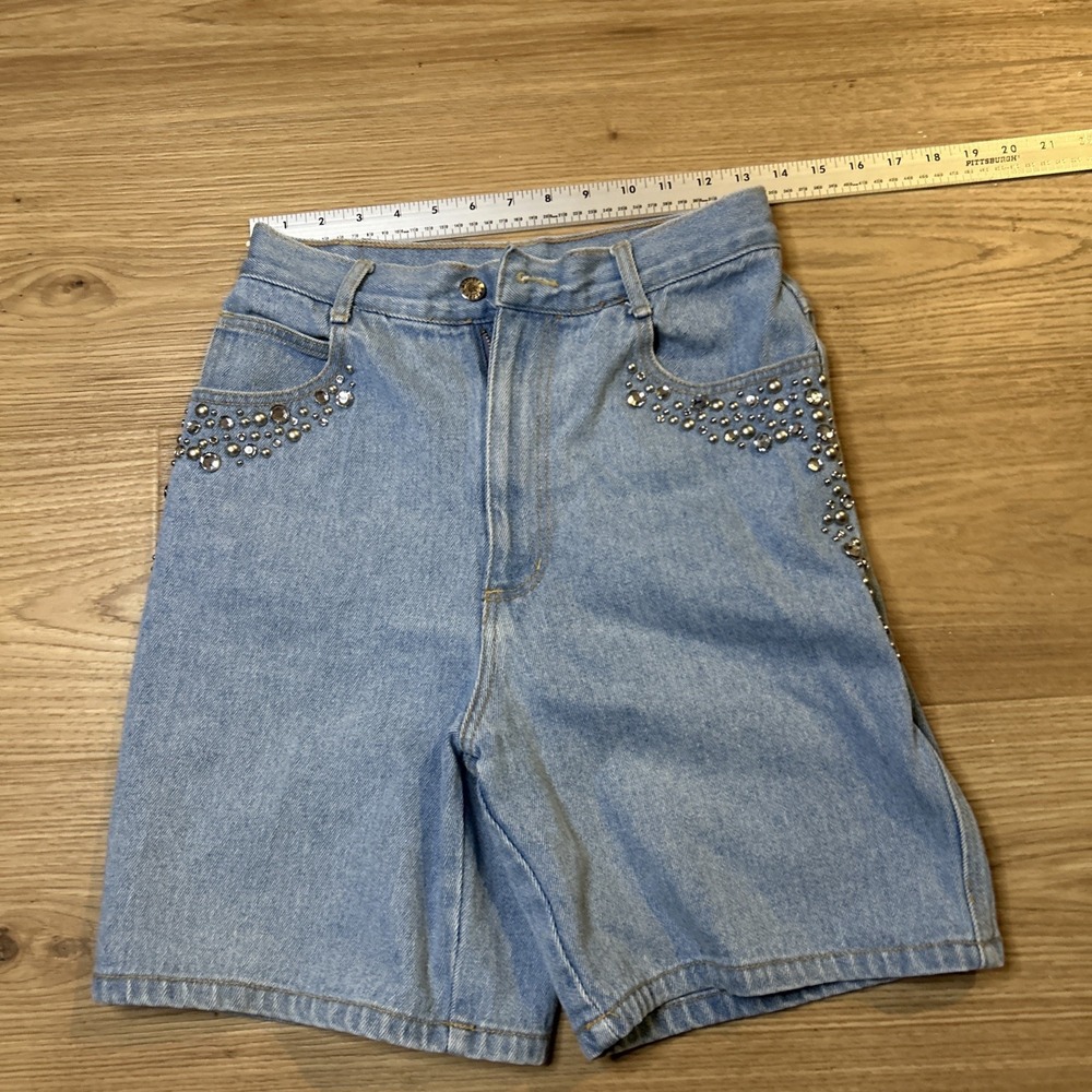 Vintage Y2K Womens High Waisted Bedazzled Denim Shorts Size 10 90s USA Jorts